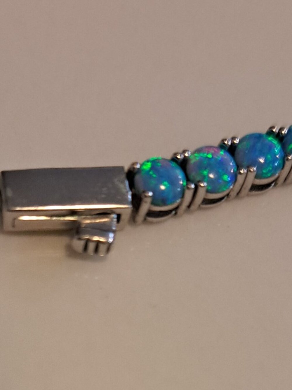 MELINDA MARIA GRAND HEIRESS TENNIS NECKLACE SILVER AND BLUE OPAL 18 INCHES - Picture 5 of 10